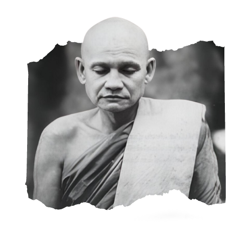 A photo of Venerable Ajahn Chah Thera, a Thai Buddhist monk and meditation teacher.