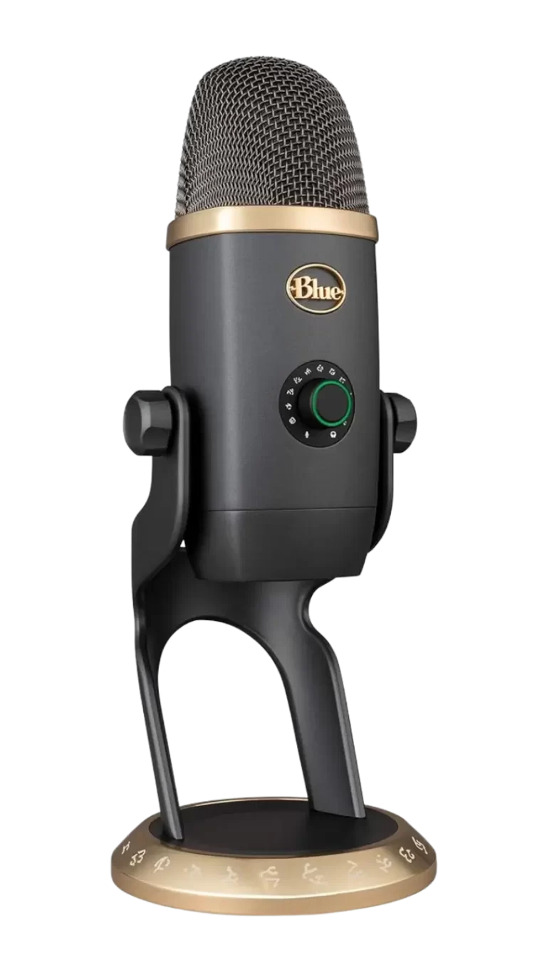 A Blue Yeti X microphone, a popular choice for recording Sinhala Dhamma audiobooks.